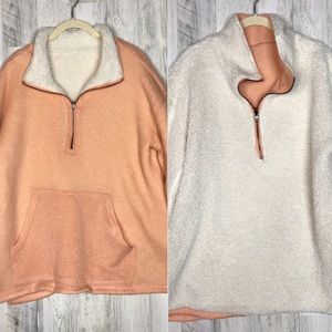 Reversible faux Sherpa half-zip